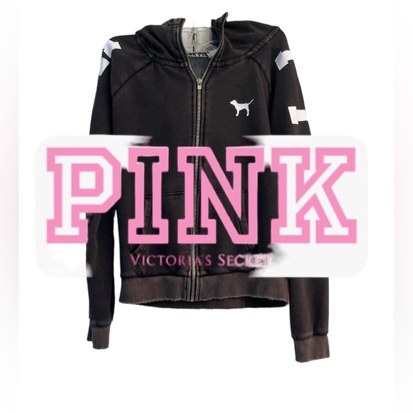 PINK Victoria's Secret Tops - Victoria Secret Pink dark grey zip up size medium